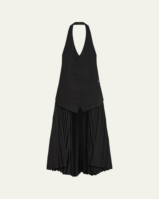 Pleated Halter Vest Dress